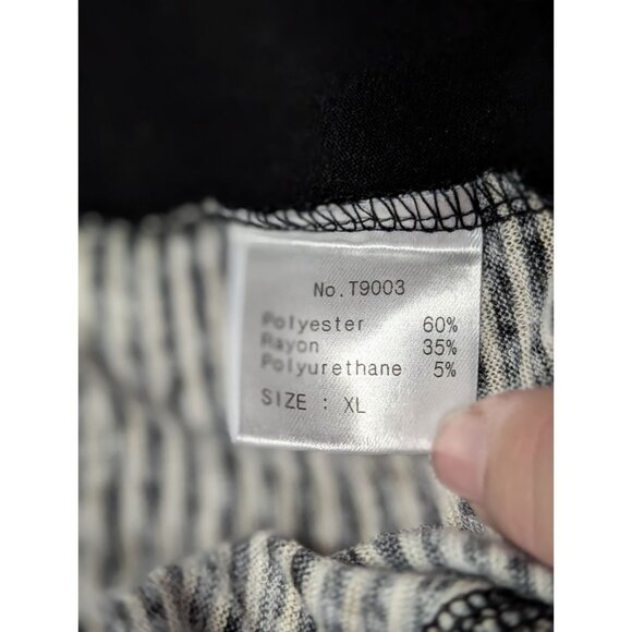 Terra SJ Apparel XL Long-Sleeve Cowl Neck Tunic Top Polka Dot Stripe Print Black - Picture 5 of 10